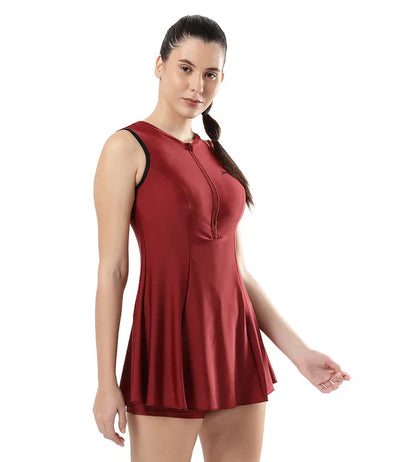 Speedo Women's Endurance Closedback Swimdress With Boyleg - Maroon