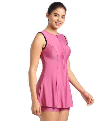 Speedo Women's Endurance Closedback Swimdress With Boyleg Pink