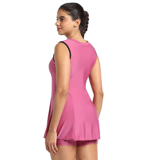Speedo Women's Endurance Closedback Swimdress With Boyleg Pink
