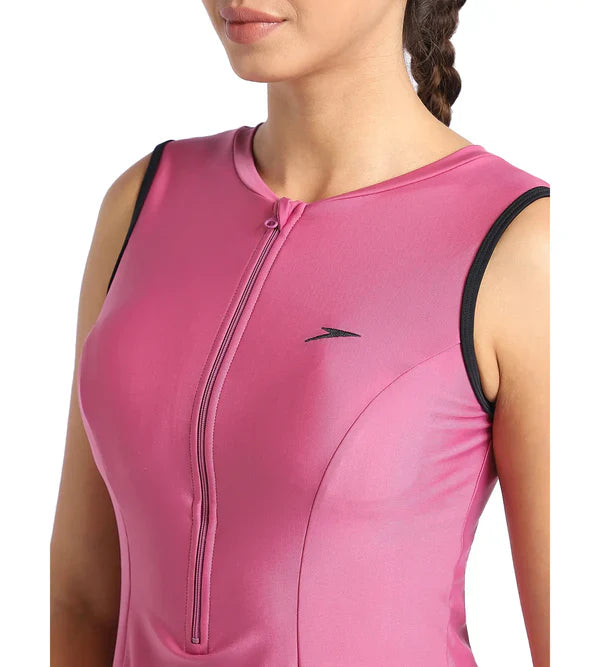 Speedo Women's Endurance Closedback Swimdress With Boyleg Pink